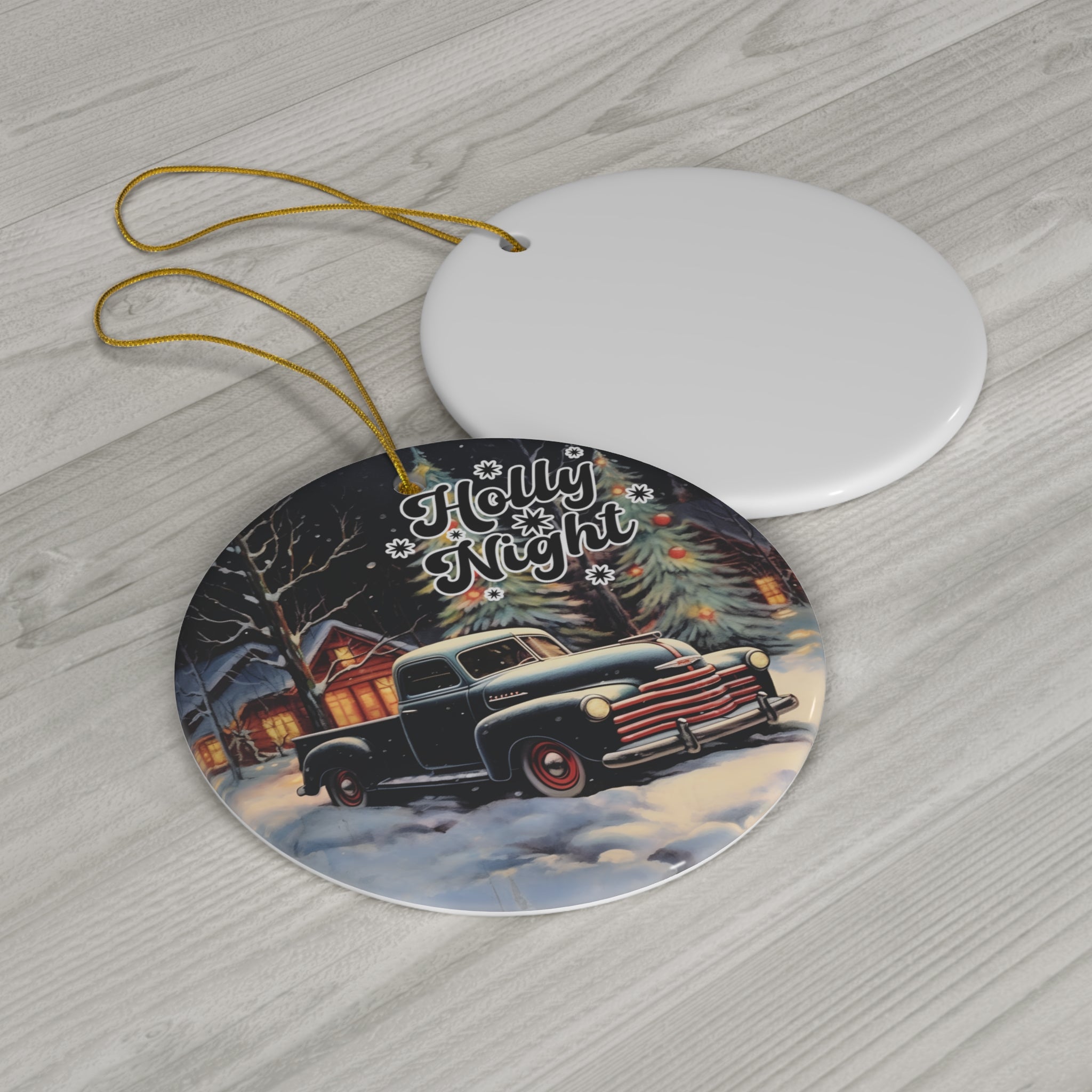 Holly Night Truck Ceramic Ornament           Item #149761 - Buckshot's Bargain Barn