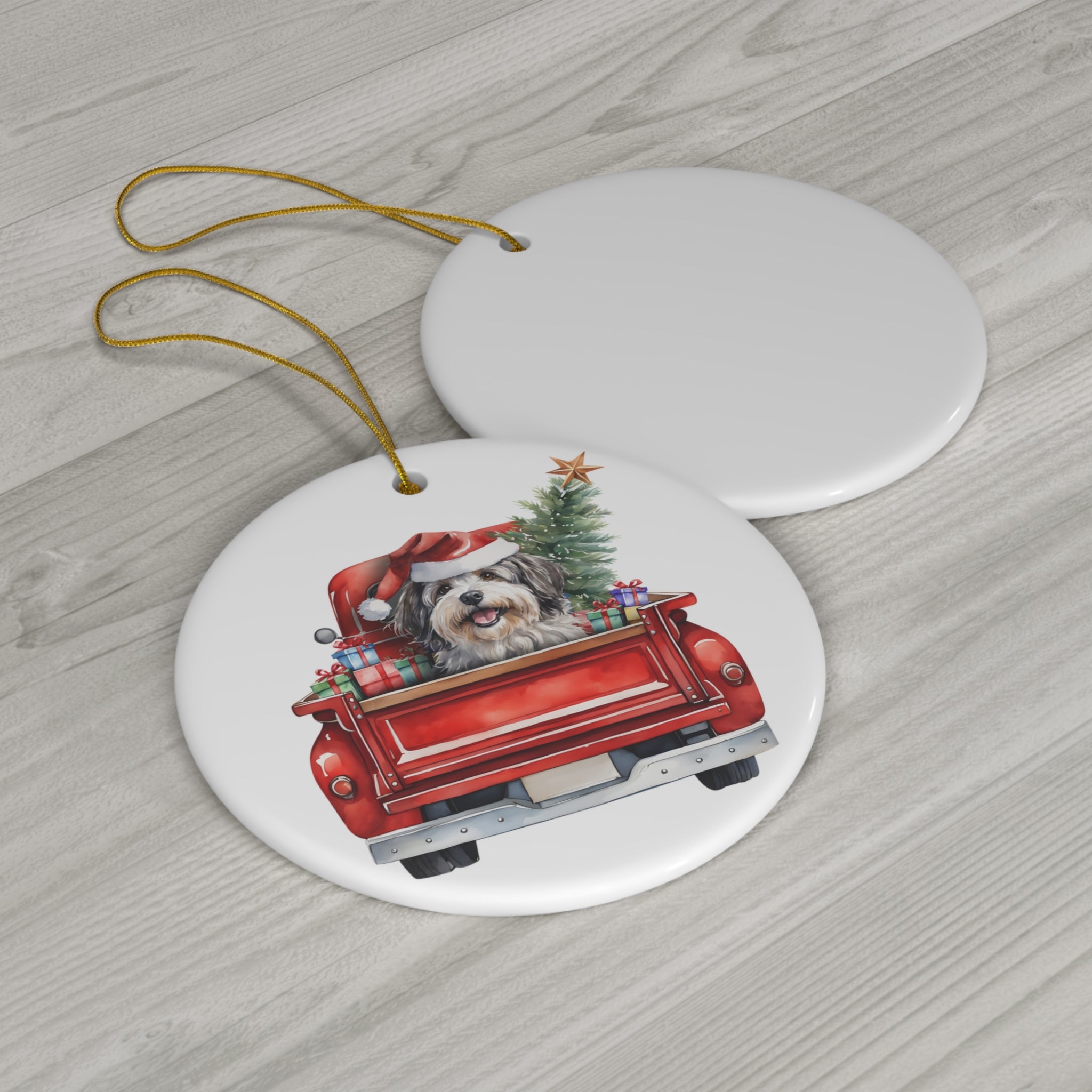 Ceramic Ornament - Havanese Christmas Dog In Red Truck       Item #9361985