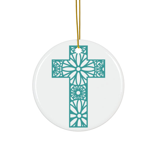 Cross Ceramic Disc Ornament      Item #330057