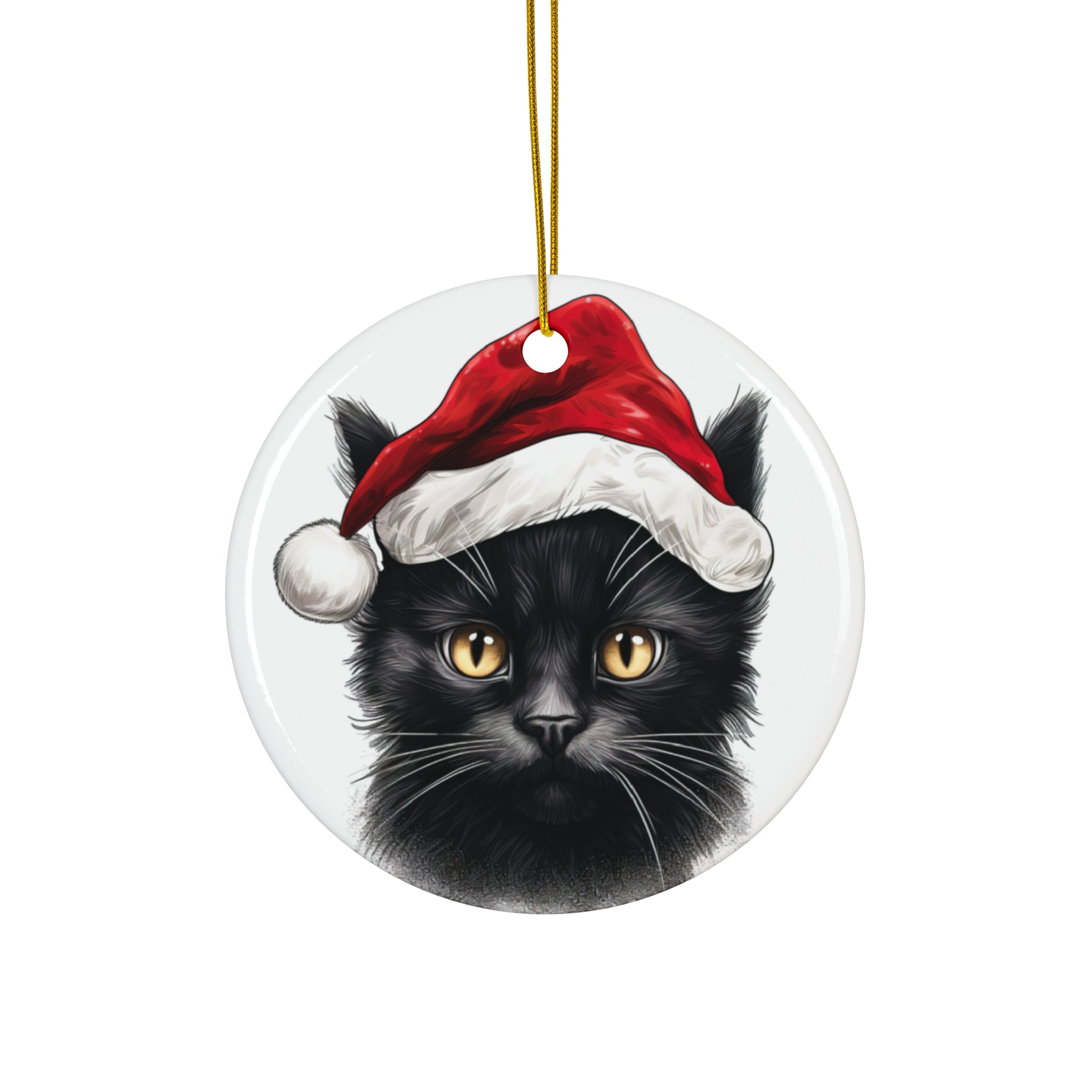 Chantilly Tiffany Cat With Santa Hat Ceramic Ornament      Item #905224 - Buckshot's Bargain Barn