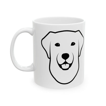 Minimalist Labrador Dog Face Ceramic Mug — Cute Black Line Pet Coffee Cup 11oz   Item #5065