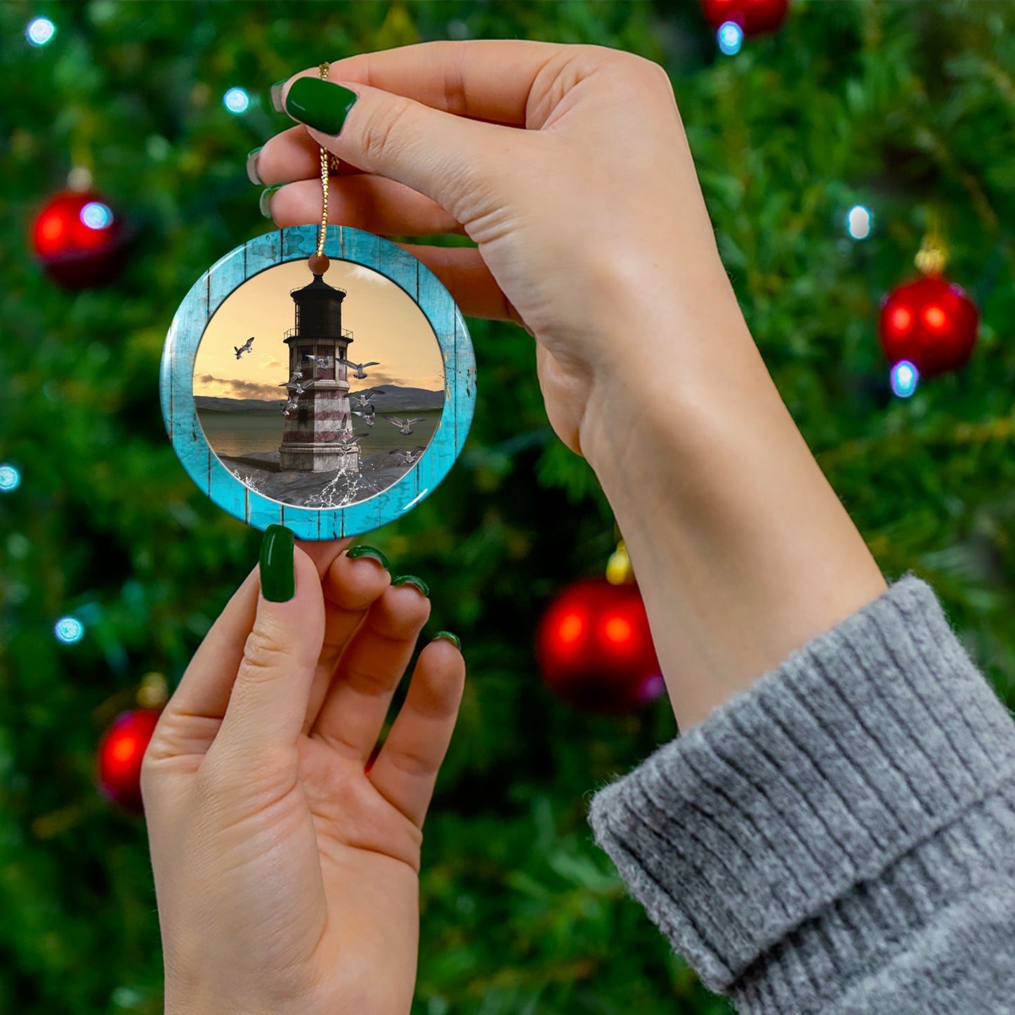 Lighthouse Ceramic Disc Ornament     Item #9244983