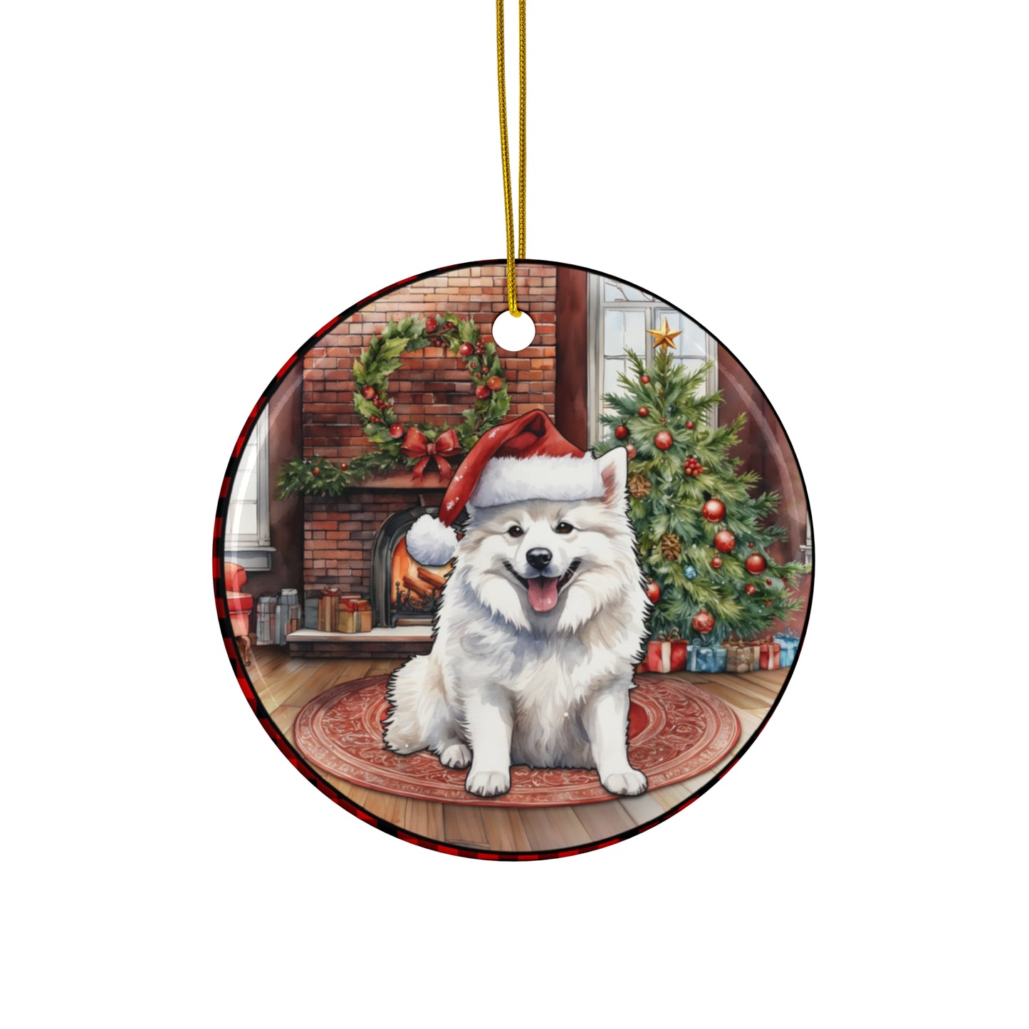 Ceramic Ornament - American Eskimo Christmas Dog      Item #3197221