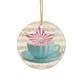 Christmas Tea Cup With Star Ceramic Disc Ornament           Item #2154883 - Buckshot's Bargain Barn