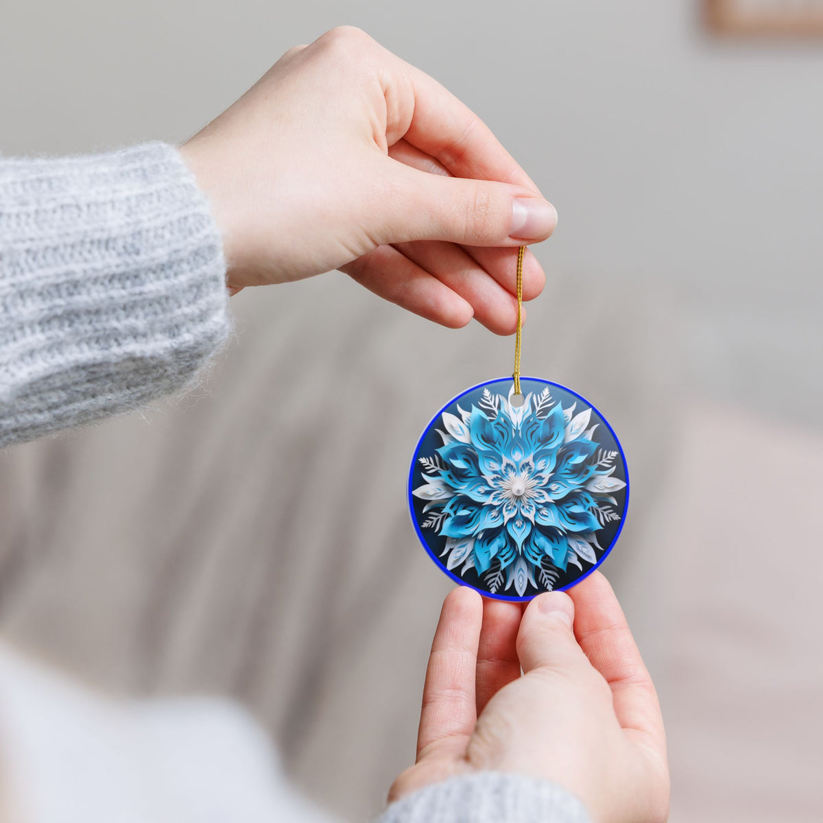 Blue Mandala Ceramic Ornament   Item #501555
