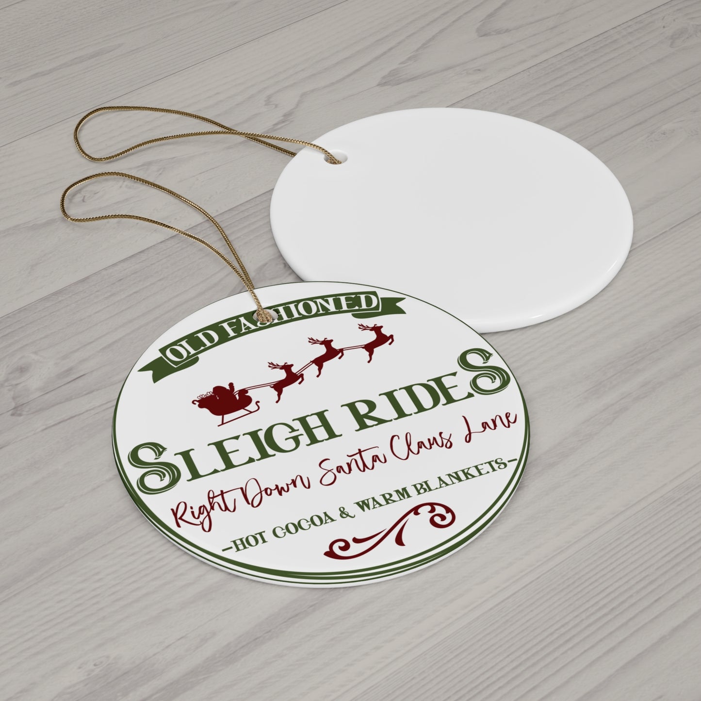 Old Fashioned Sleigh Rides Ceramic Disc Ornament      Item #5812778