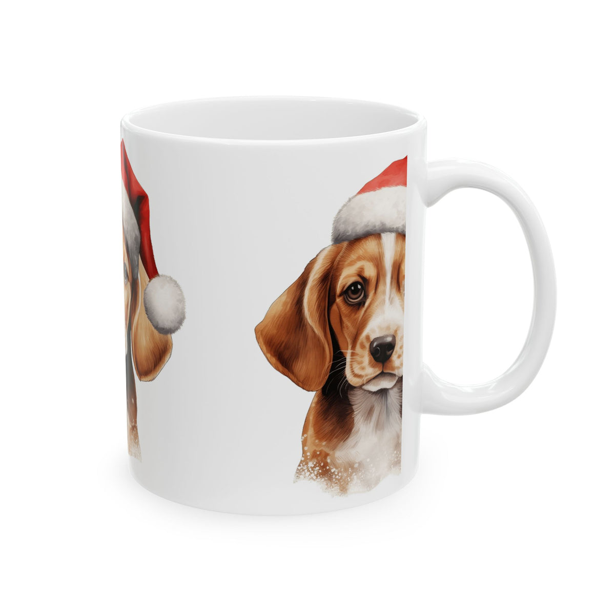 Christmas Beagle Mug — Cute Dog in Santa Hat Ceramic Coffee Cup 11oz  Item #813139