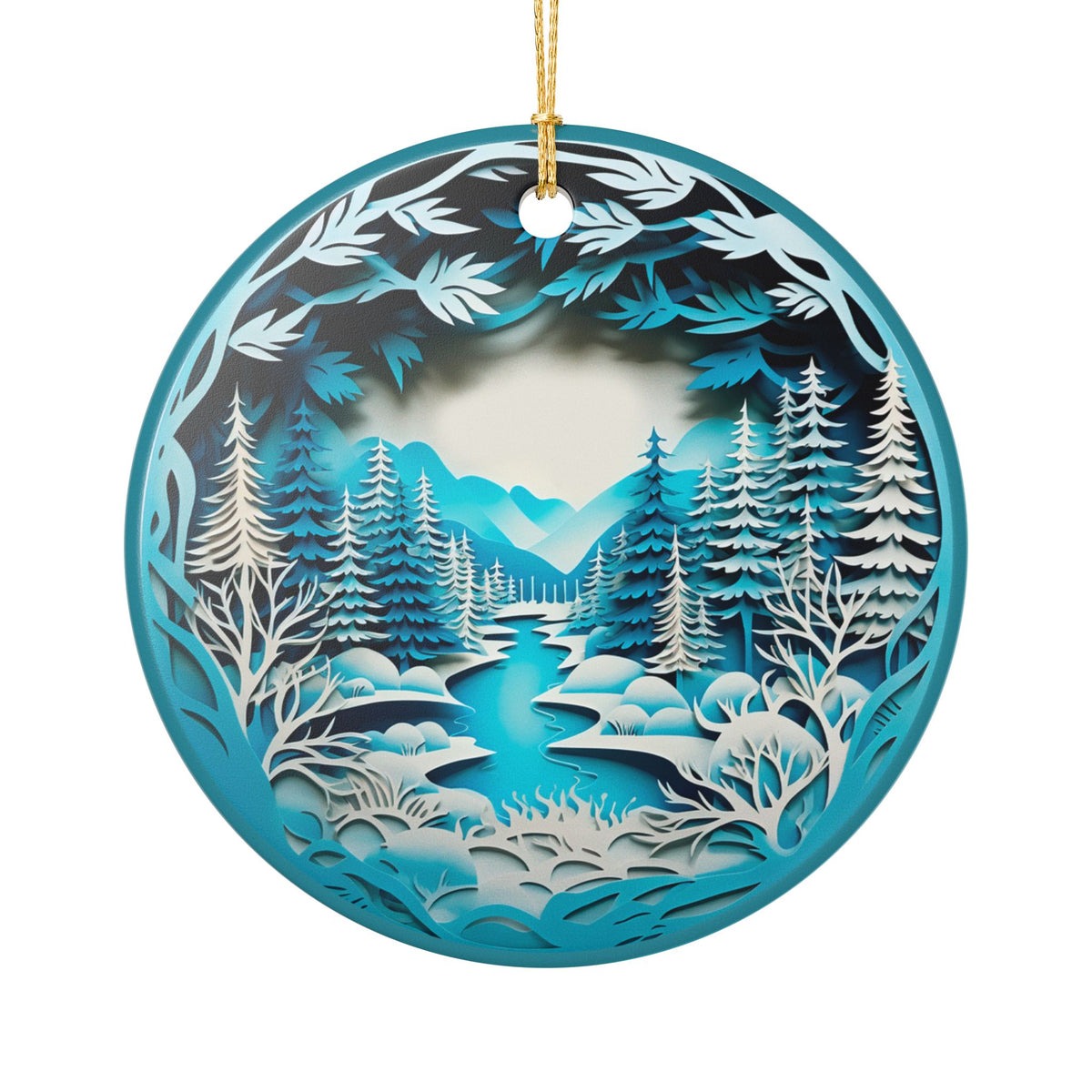 Ceramic Winter Wonderland Forest Ornament   Item #738332
