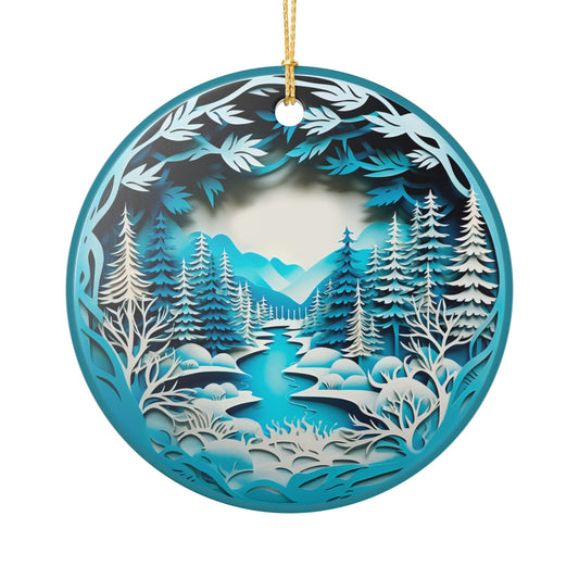Ceramic Winter Wonderland Forest Ornament   Item #738332