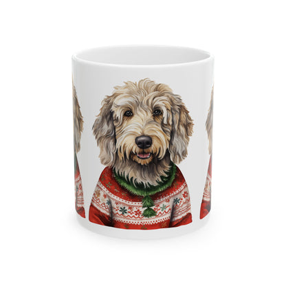 Dog in Christmas Sweater Mug — Cute Doodle Labradoodle Holiday Coffee Cup 11oz  Item #641519