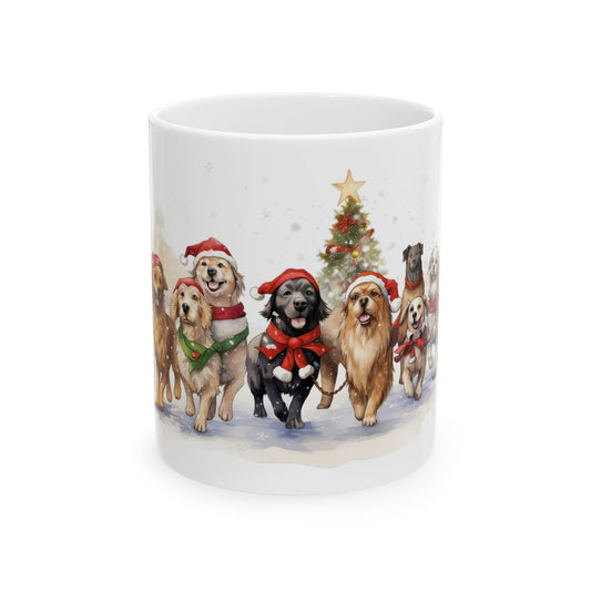 Christmas Dogs Ceramic Mug – Festive Labrador & Golden Retriever Holiday Coffee Cup 11oz  Item #82018