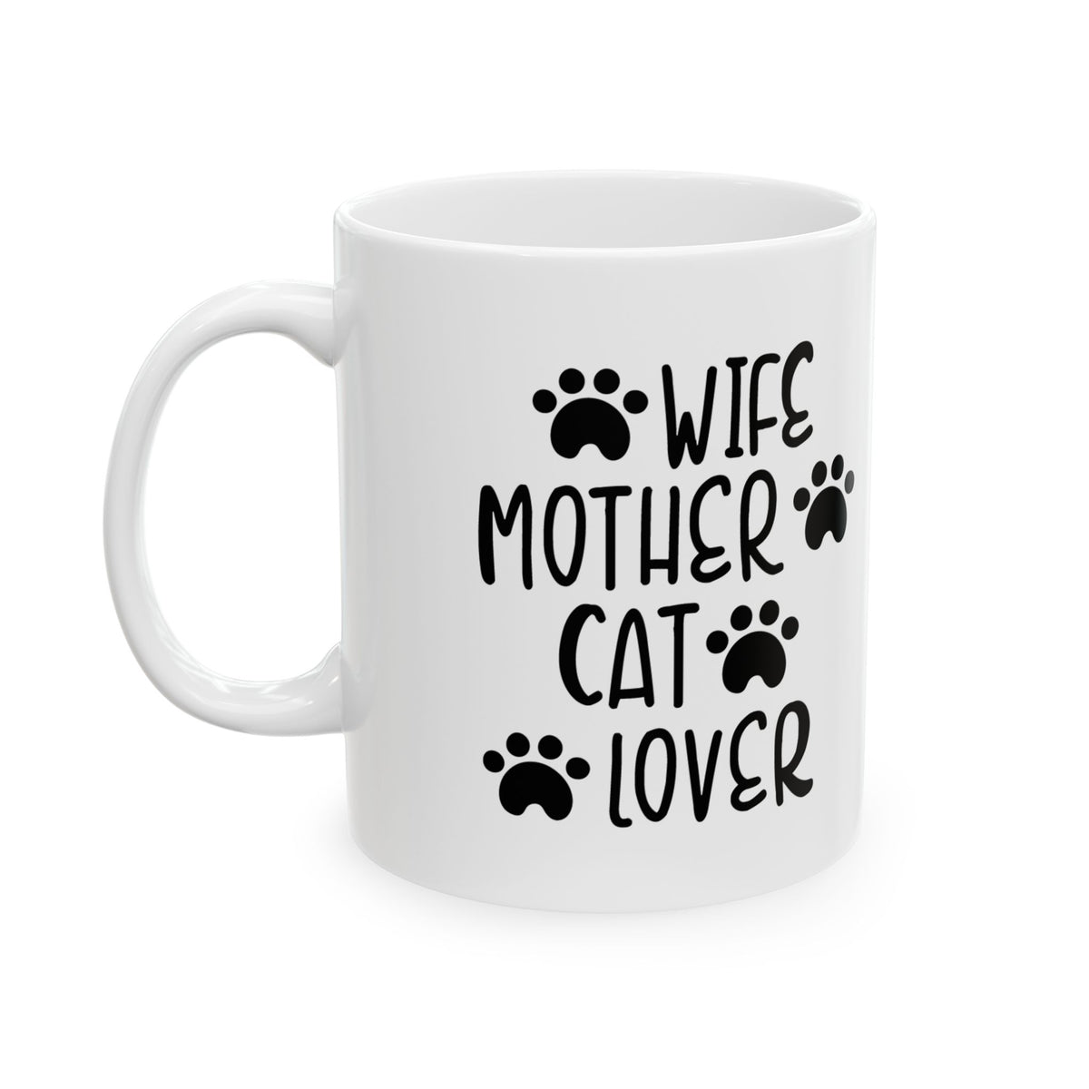 Cat Mom Coffee Mug – "World's Best Mother of Cats" Ceramic Mug with Paw Print Design 11oz   Item #83732