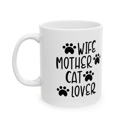 Cat Mom Coffee Mug – "World's Best Mother of Cats" Ceramic Mug with Paw Print Design 11oz   Item #83732
