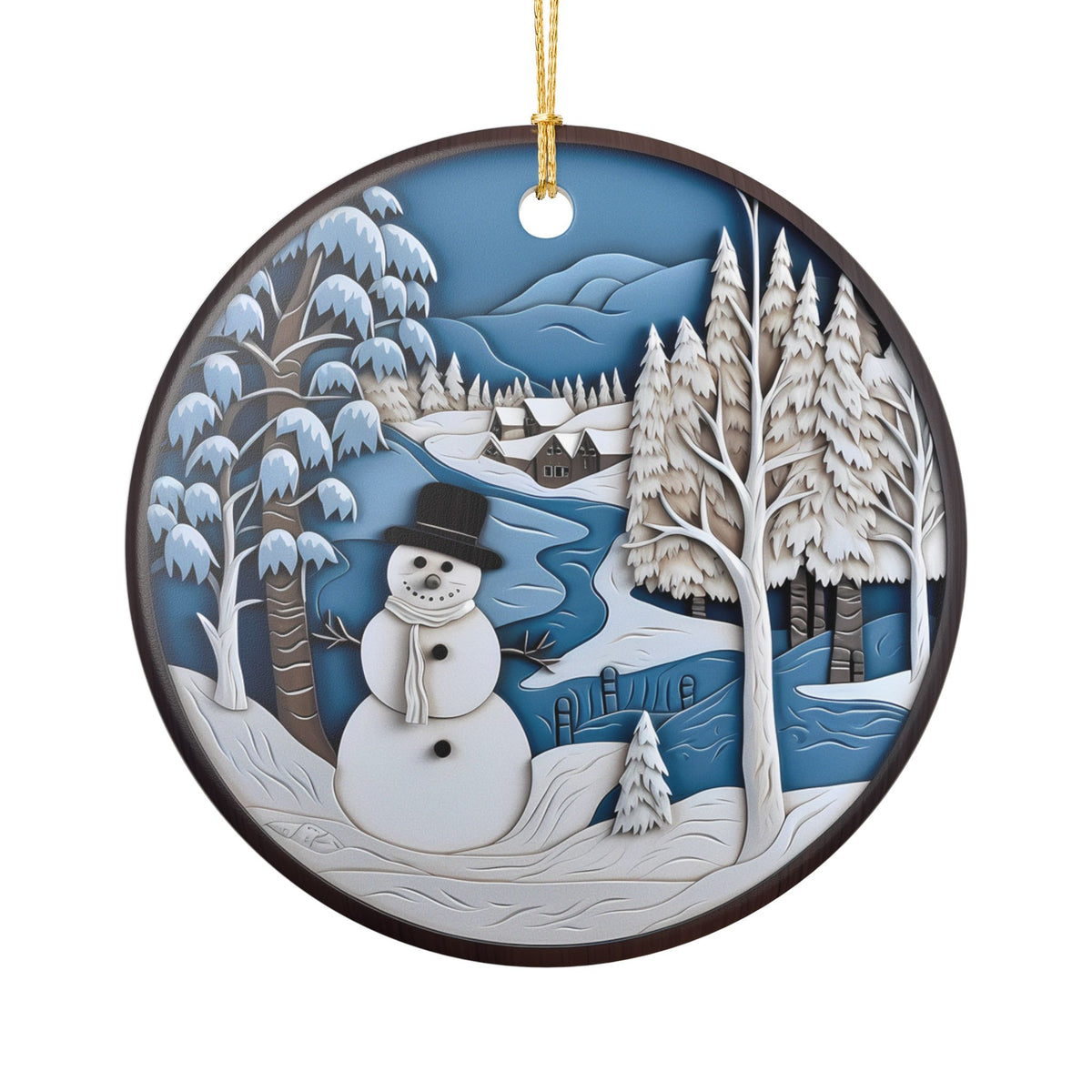 Winter Snowman Ceramic Ornament   Item #765395