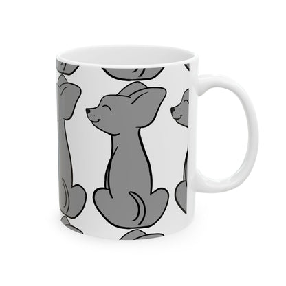 Grey Chihuahua Pattern Ceramic Mug – Cute Dog Lover Coffee Cup 11oz  Item #996852
