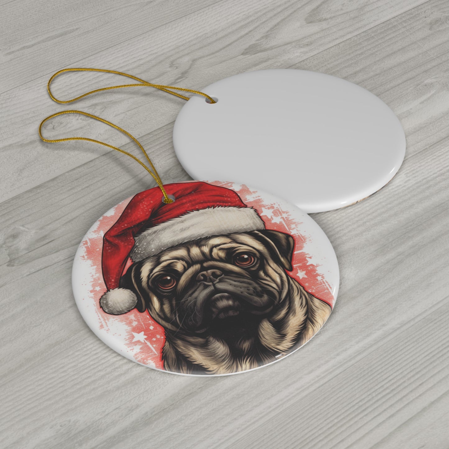 Ceramic Ornament - Christmas Pug Dog  Item #262465