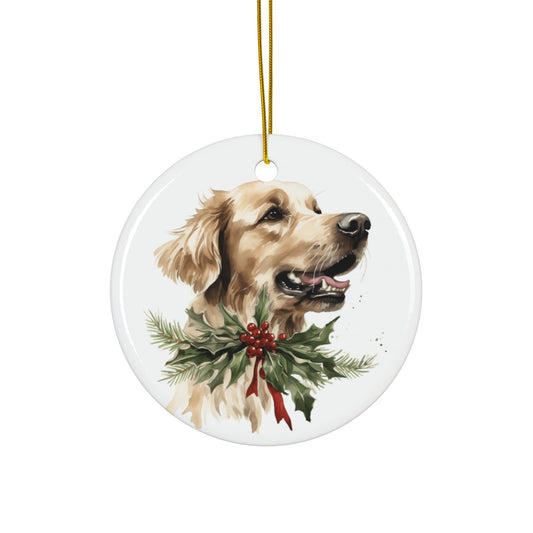 Christmas Dog Ceramic Disc Ornament              Item #638837