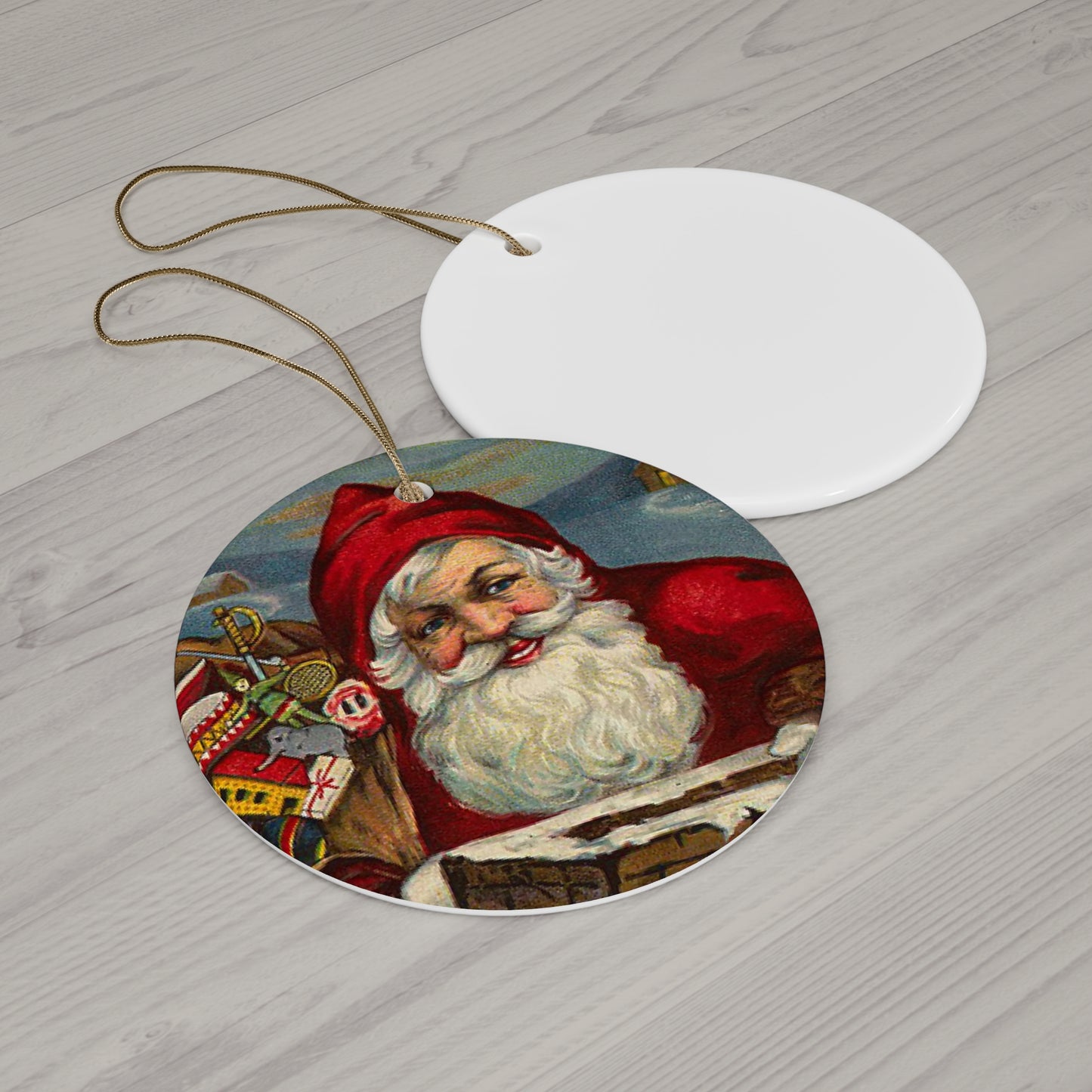 Santa Ceramic Disc Ornament          Item #9285251