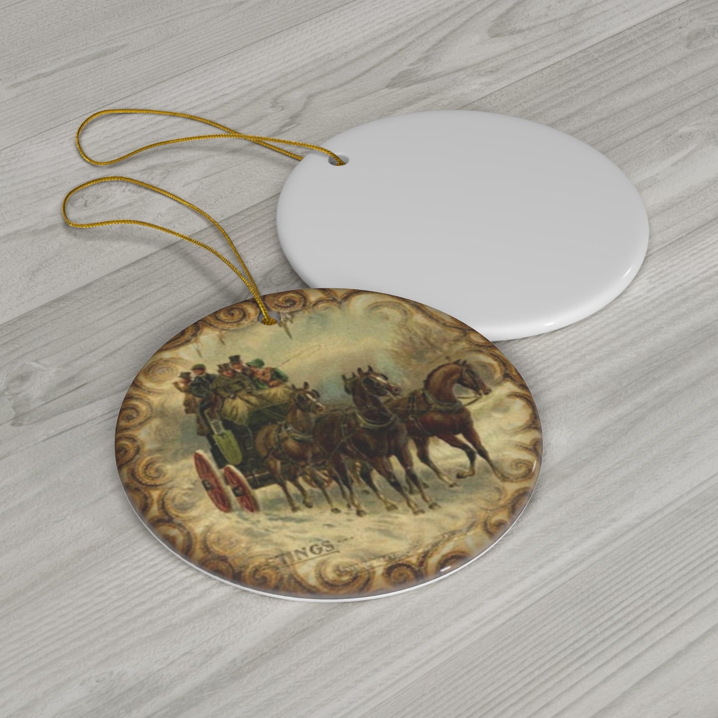 Christmas Stagecoach Ceramic Disc Ornament         Item #5228328