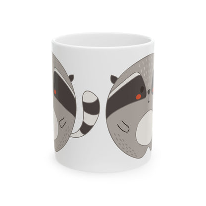 Cute Raccoon Ceramic Mug – Adorable Cartoon Animal Coffee Cup 11oz    Item #166582