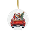 Pembroke Welsh Corgi Christmas Dog In Red Truck Ceramic Disc Ornament        Item #4304764