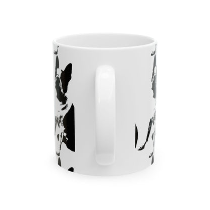 Boston Terrier Ceramic Mug — Black & White Dog Pattern, 11oz  Item #421803