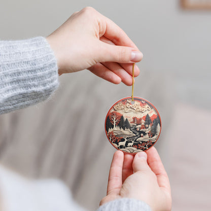 Winter Woodland Deer Ceramic Ornament    Item #331593