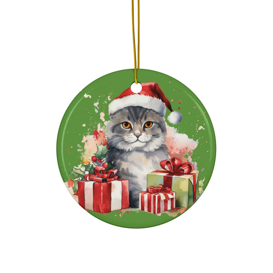 Ceramic Ornament - Christmas Cat      Item #3957274