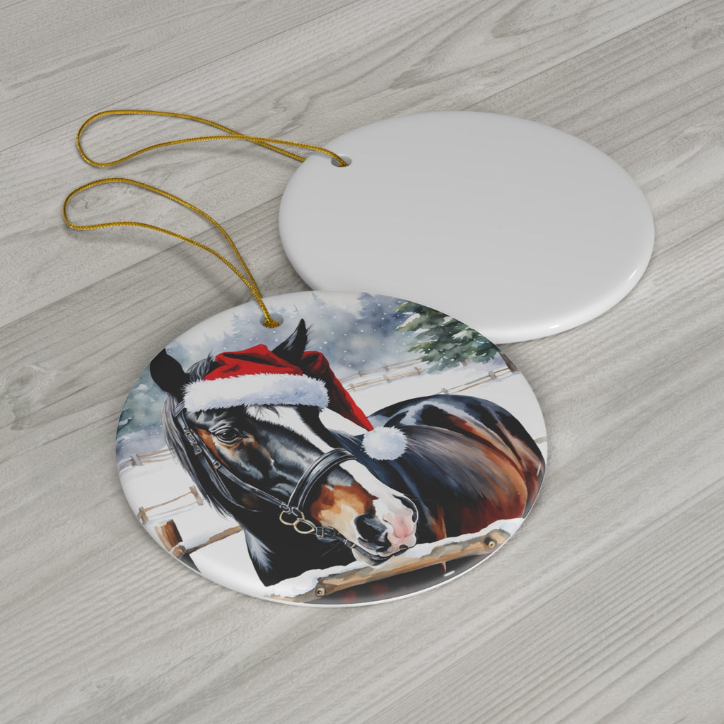 Horse Christmas Ceramic Disc Ornament       Item #6614745
