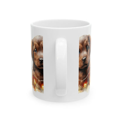 Cute Brown Puppy Coffee Mug — Adorable Lab Puppy Ceramic Mug 11oz   Item #952094