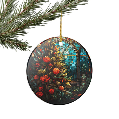 Stained Glass Floral Ceramic Ornament     Item #392626