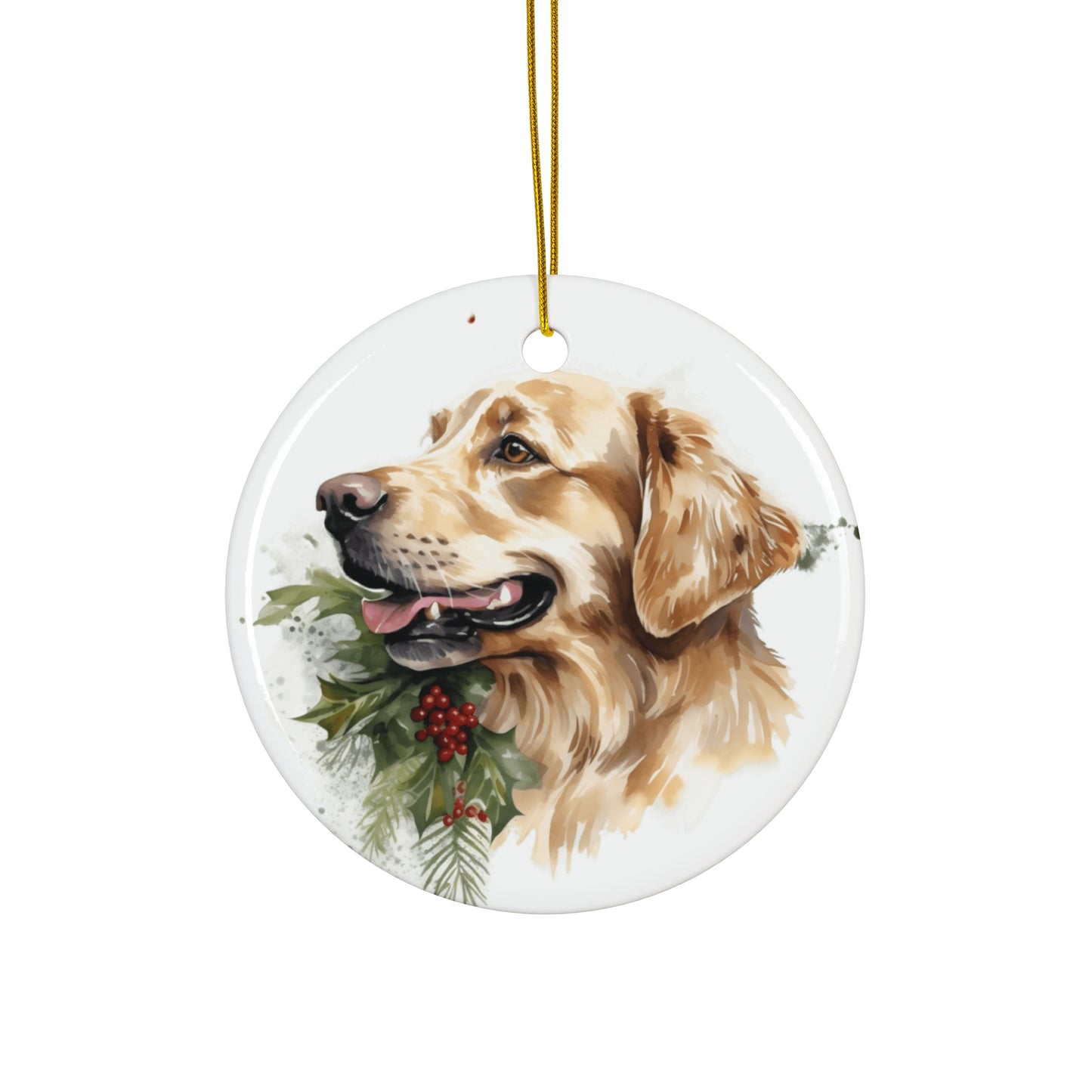 Christmas Dog Ceramic Disc Ornament              Item #610129