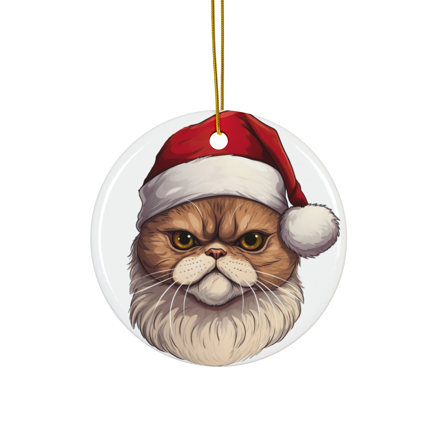 Exotic Shorthair Cat With Santa Hat Ceramic Ornaments         Item #9345699