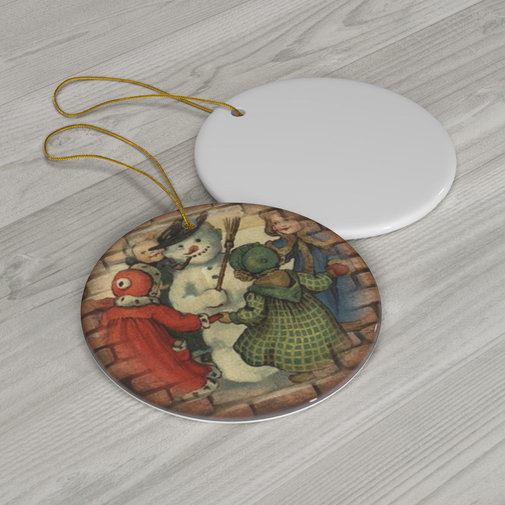 Snowman Ceramic Disc Ornament        Item #6359871 - Buckshot's Bargain Barn