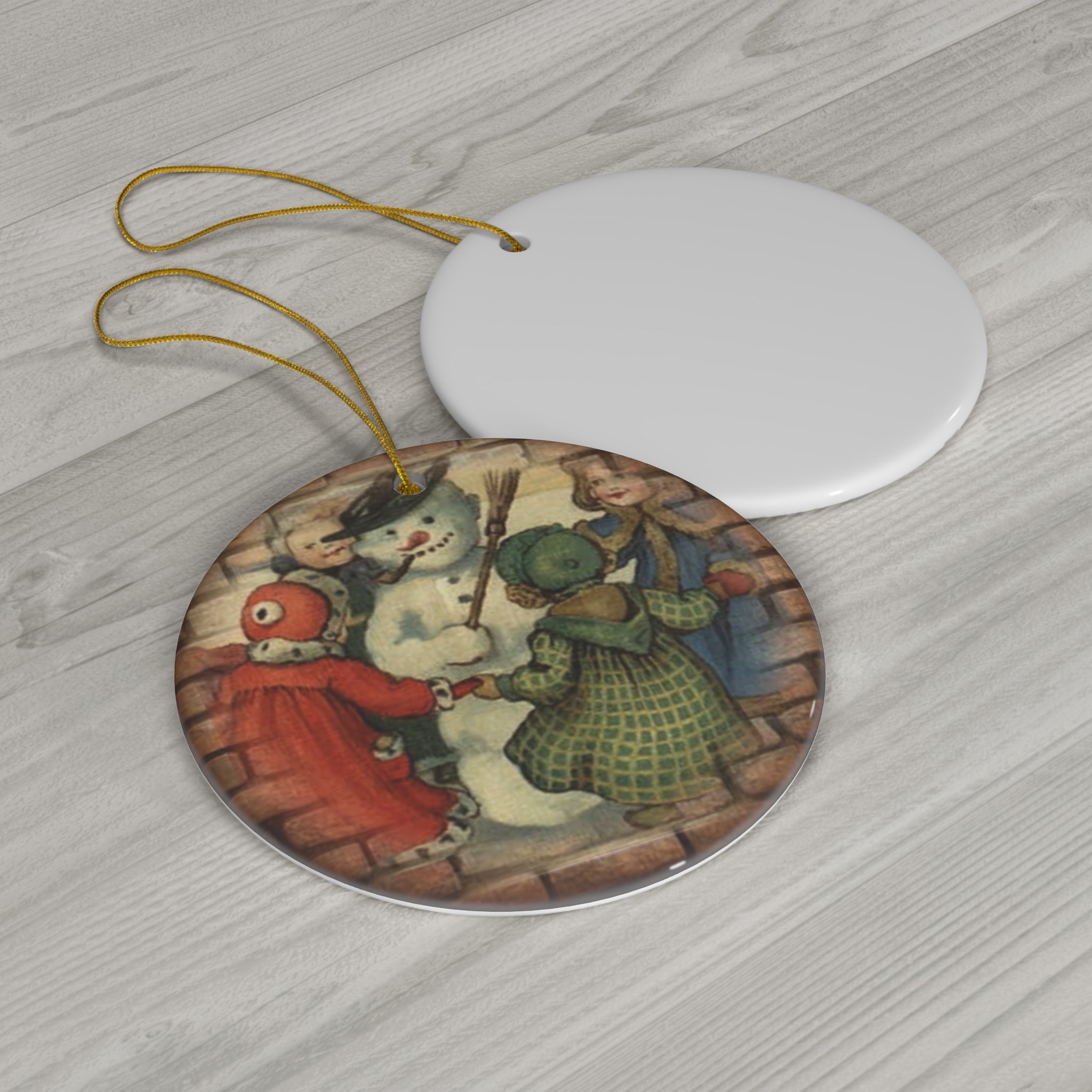 Snowman Ceramic Disc Ornament        Item #6359871 - Buckshot's Bargain Barn