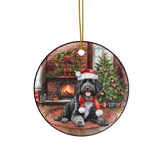 Ceramic Ornament - Portuguese Waterdog Christmas Dog       Item #5127