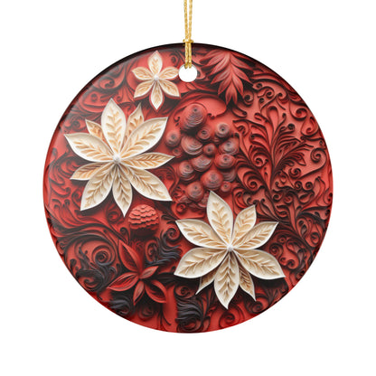 Red Floral Ceramic Ornament    Item #749572
