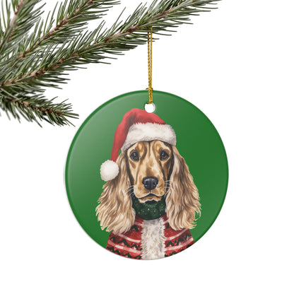 Christmas Cocker Spaniel Dog Ceramic Ornament   Item #183924