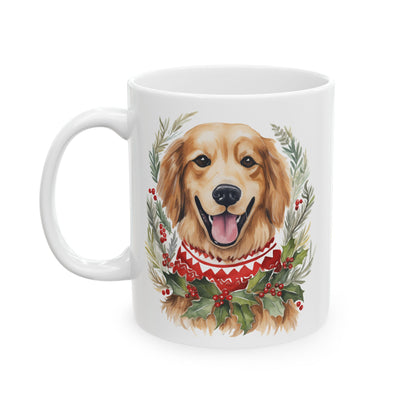 Golden Retriever Holiday Mug — Festive Dog Christmas Coffee Cup 11oz   Item #379359