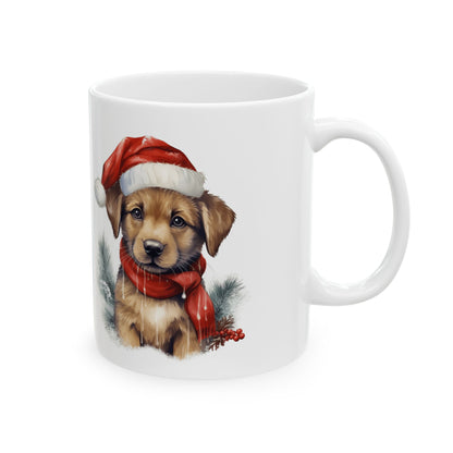 Christmas Puppy Mug — Festive Dog Holiday Ceramic Coffee Cup 11oz   Item #501473