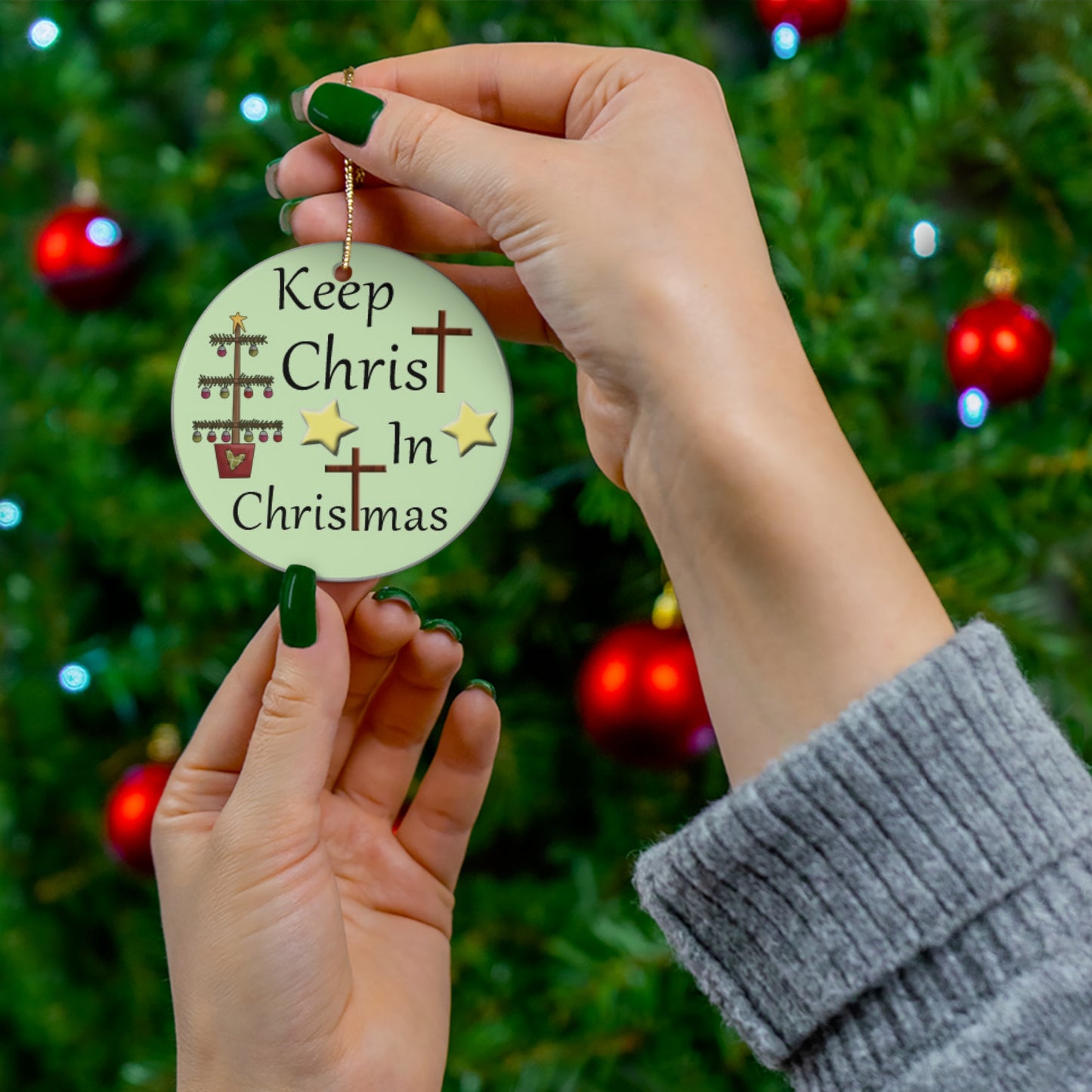 Keep Christ In Christmas Ceramic Disc Ornament         Item #2400669