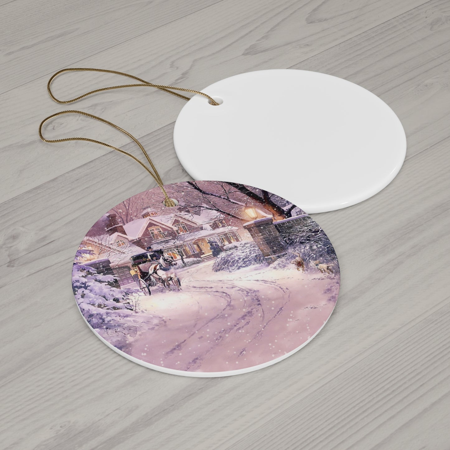 Winter Scene Ceramic Disc Ornament       Item #3824953