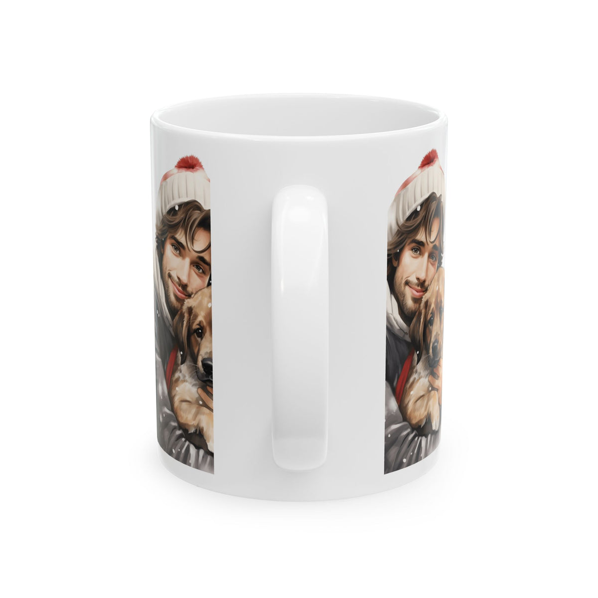 Christmas Cozy Man with Puppy Ceramic Mug 11oz   Item #811398