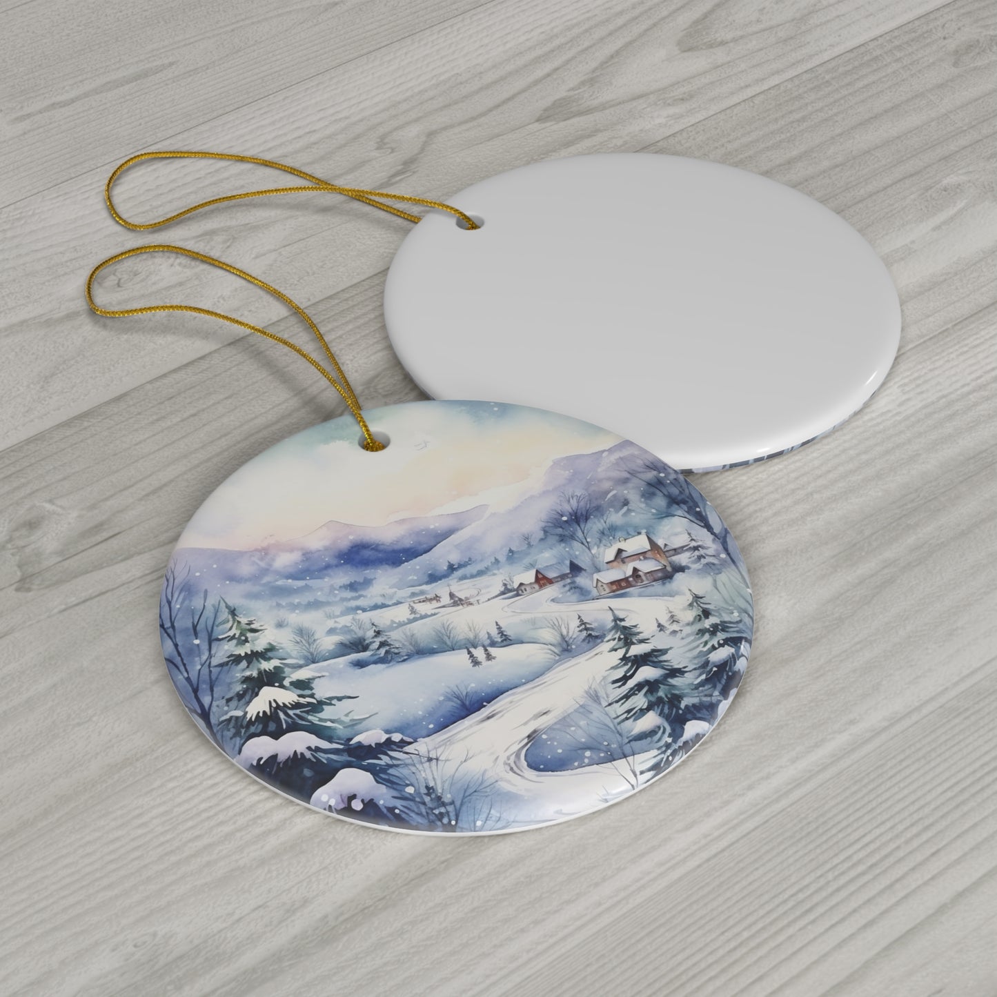 Ceramic Ornament - Christmas Scene     Item #97256