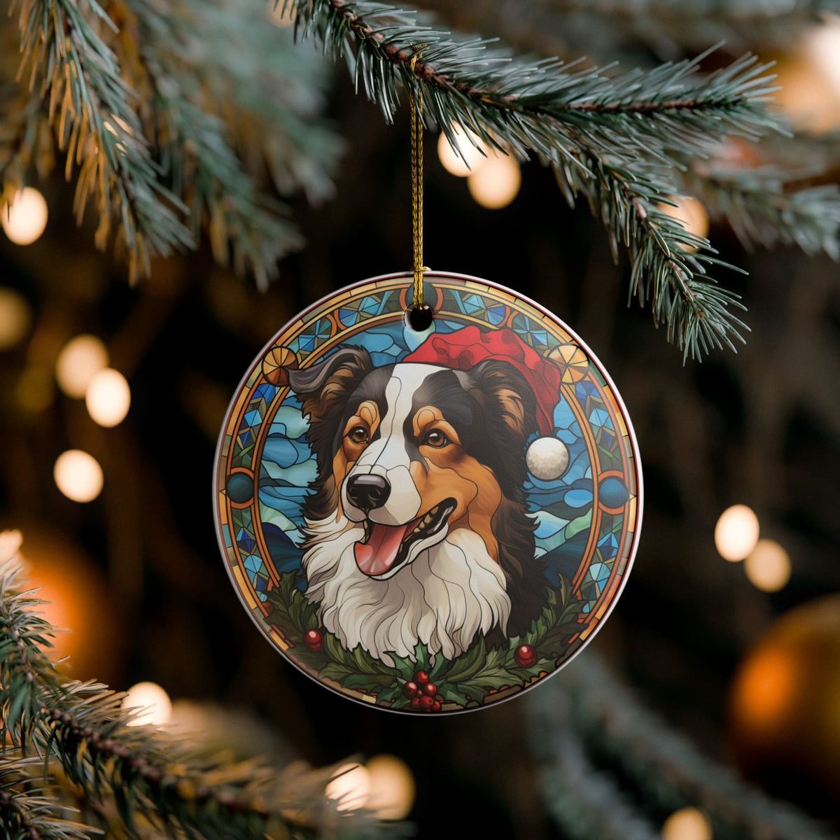 Scottish Collie Dog Christmas Ceramic Ornament Item #201768