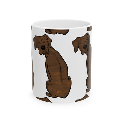 Brown Dog Pattern Ceramic Mug — Cute Sitting Puppy Coffee Cup 11oz  Item #397676