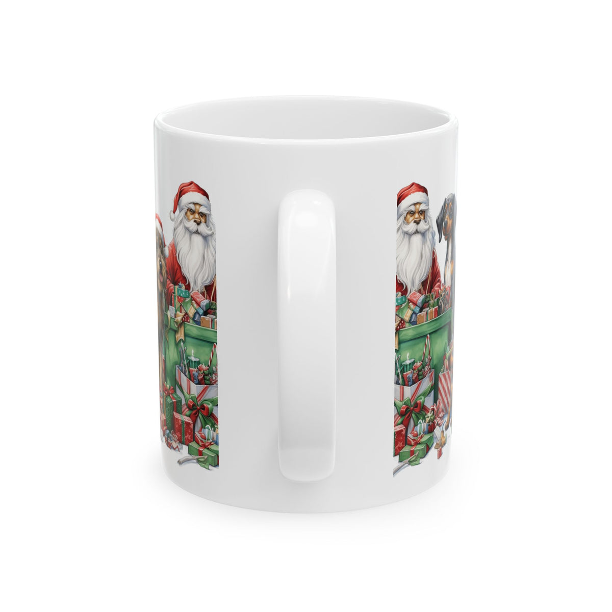 Christmas Santa with Dogs Ceramic Mug – Festive Holiday Gift Mug 11oz   Item #518527