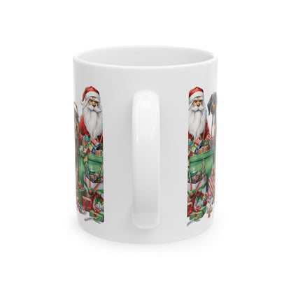 Christmas Santa with Dogs Ceramic Mug – Festive Holiday Gift Mug 11oz   Item #518527