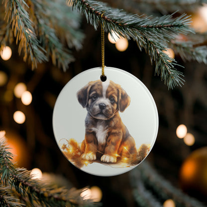 Ceramic Christmas Ornament – Adorable Puppy Dog Holiday Tree Decoration    Item #827461