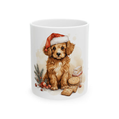 Christmas Puppy Coffee Mug – Cute Dog in Santa Hat 11oz  Item #912588